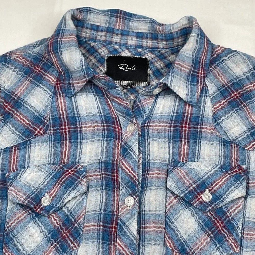 RAILS Plaid Button Front Shirt Blue - Picture 7 of 8